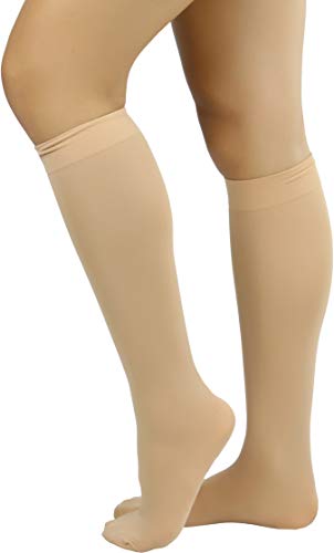 Image of ToBeInStyle Women's Opaque Knee High Nylon Fashion Socks Solid & w /Front Satin Bow