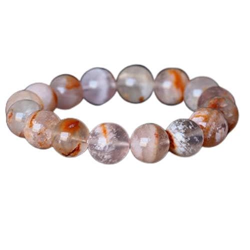 BEADS GEMSTONE 1 Strands Natural White Orange Sericite セリサイト Quartz Stretch Men's Bracelet Round Beads 13mm 05002 Code-HIGH-23193
