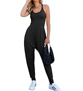 Caracilia Women Jumpsuits 2025 Summer Sleeveless Backless Tank Top Rompers Yoga Gym Workout Jumpe...