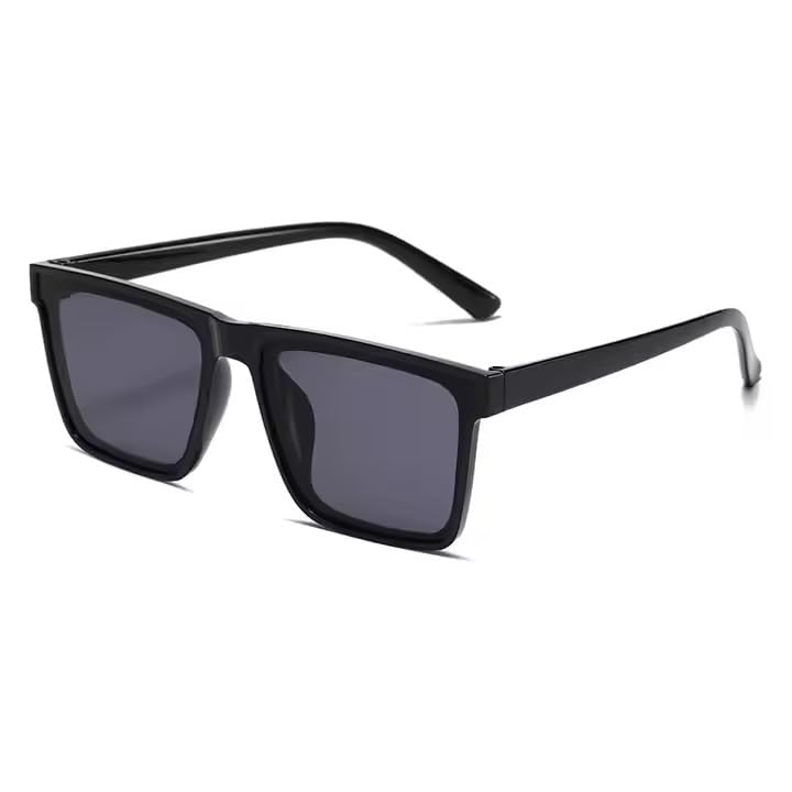 Latest Black Matte Finish Frame Retro Square Stylish Sunglasses, Goggles For Men's and Women's UV protected -Pack of 1-image-21