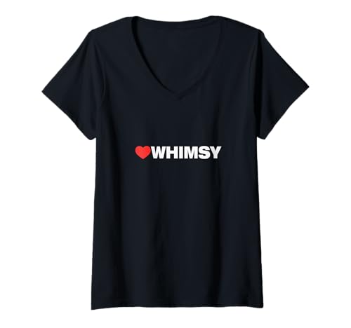 Womens LOVE WHIMSY, Minimalist Aesthetic, Like Heart Whimsy V-Neck T-Shirt