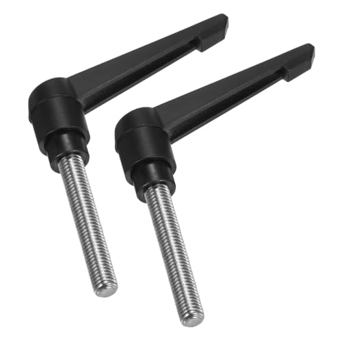 Image of uxcell 2pcs Clamping Lever Handles, M10 x 50mm 304 Stainless Steel Threaded Male Stud, Adjustable Handles Locking Quick Release Ratchet Push Button Bolt Knobs, Black