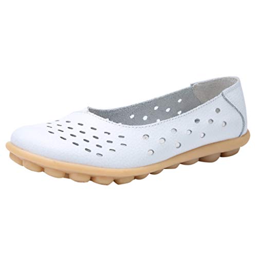 Fainosmny Sandals Shoes for Women\'s Breathable Casual Hole Shoes Large Size Peas Shoes Daily Flat Shoes White