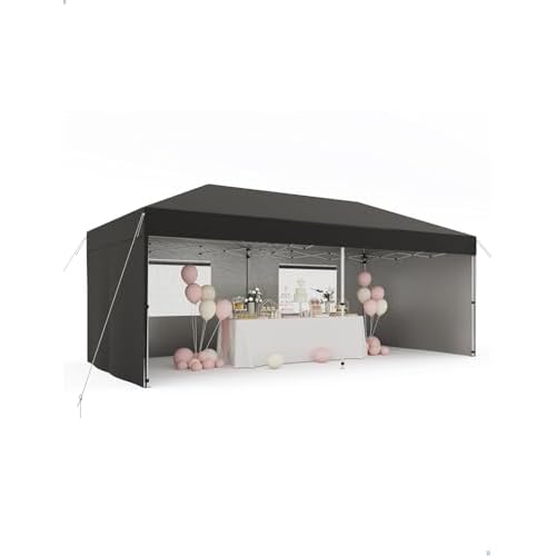 Garvee 10x20 Pop Up Canopy Tent with Awning, Heavy Duty Canopy UPF 50+ All Season Wind Waterproof Commercial Outdoor Street Vendors Party Tents for Pa