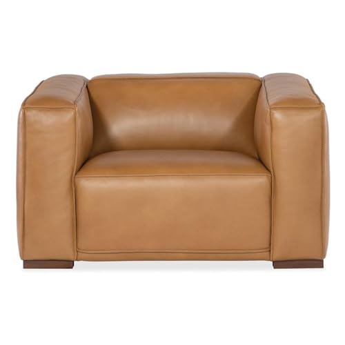 Sillón con brazos anchos cuero marrón Caramelo miniatura 5
