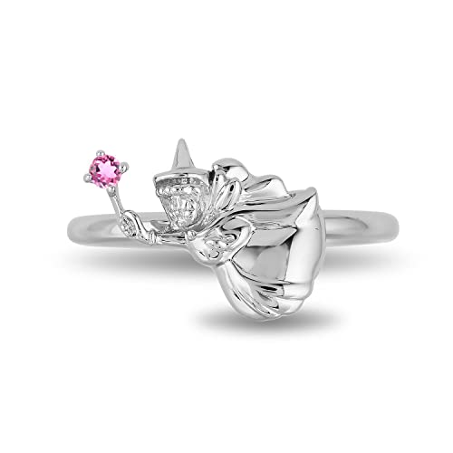 Jewelili Enchanted Disney Fine Jewelry Sterling Silver Pink Tourmaline Aurora Flora Fairy Ring3