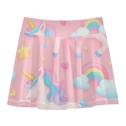 Cute Unicorn Rainbows Pink Girls' Shorts Athletic Skorts Toddler Tennis Skirts Purple Flowy Skirt 3t