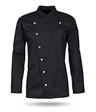 beb™ Kochjacke Herren & Damen Schwarz – Bequemer Sitz & robuste Qualität – Atmungsaktiv & industriewäschegeeignet – Druckknöpfe, Unisex XS–3XL