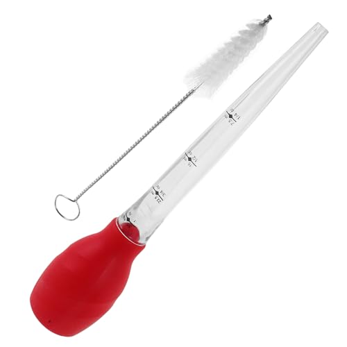 DOITOOL Tubo per Tacchino Piccolo in Silicone con Spazzola per Pulizia Integrata Spruzzatore per Imbastire Barbecue e Marinare Carne Utensile per Cottura al Forno e Griglia