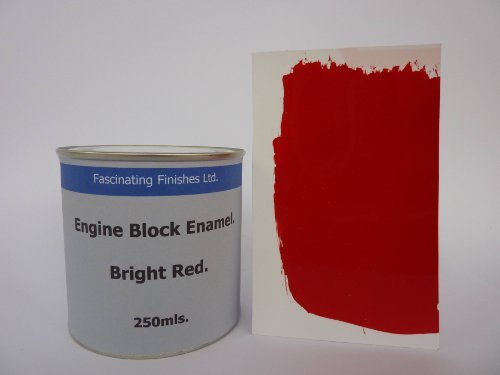 Fascinating Finishes Ltd 1 x 250ml Bright Red Engine Block Gloss Enamel Petrol Oil Resistant Heat Paint Rocker