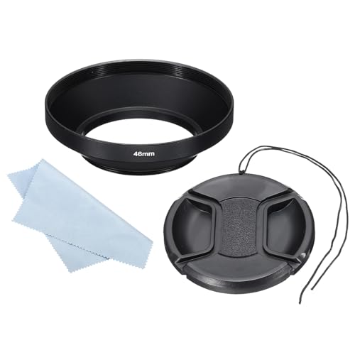 PATIKIL Pare-Soleil de 46 mm, Pare-Soleil Intérieur Mat à Surface Anti-Reflet avec Bouchon d'Objectif de 67 mm et Chiffon de Nettoyage pour Objectif d'Appareil Photo, Noir