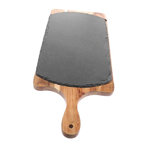 COLLBATH 1pc Solid Wood Rock Dining Tray Serving Plate for Steak Sushi Dessert Home Restaurant Decor