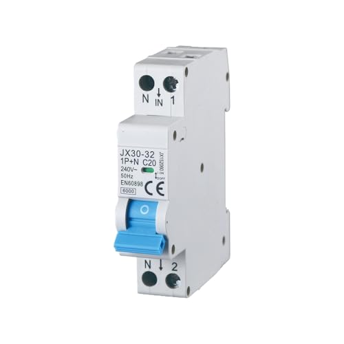 gloca Interruttore Magnetotermico Automatico 1P+N 20A 220V 6KA 1 Modulo DIN C20