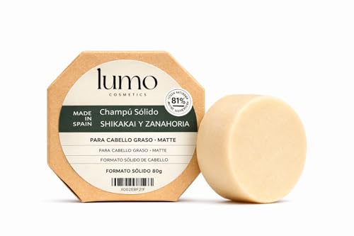 Champú Sólido Shikakai Sin Sulfatos para Cabello Graso y Mixto, Aceites Esenciales de Lemongrass y Canela, Natural, Vegano, Biológico y Libre de plastico 80 gramos