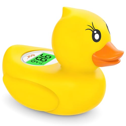 Image of DAR DAROUXIAO Baby Bath Thermometer for Infants & Todlers, Floating Duck Water Thermometer with Instant Temperature Reading,3-Color LED Safety Alert,Large LCD Display, BPA-Free Bathtub Toy Auto On/Off