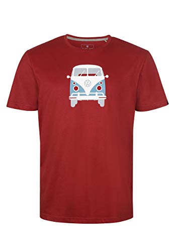 Elkline Herren T-Shirt Methusalem mit VW Bulli Print, Größe:S, Farbe:syrahred