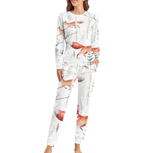 Pyjama femme Chouette Papillon ensemble chaud t-shirt manches longues contre le froid