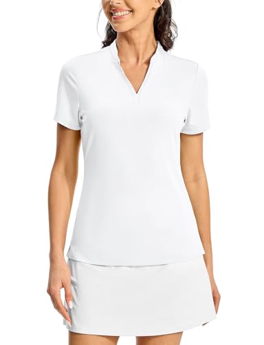 Image of BGOWATU Women's Golf Polo Shirts Short Sleeve Collarless Y-Neck Tennis Tops Quick Dry UPF 50+ Workout Shirt Lightweight