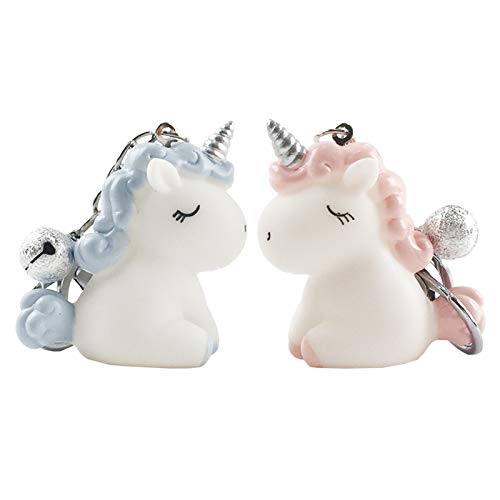 Unicorn Keychain Rings Crafts Squeeze Toy for Kids Girls Women Gift Home Car Keys Organization 2 Pack