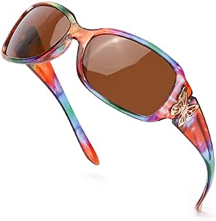 LVIOE Sunglasses Womens Polarised Oversized, Large Frame Butterfly Decoration Vintage Ladies Sunglasses UV Protection, Category 3