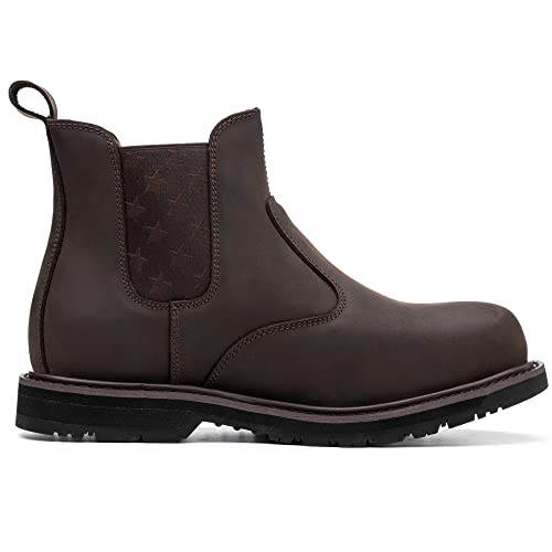 Composite/Steel Toe Chelsea Safety Work Boots Industrial&Construction Ankle Shoes Fashion Insulated 6 Inch Brown Lightweight4