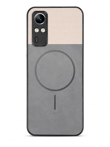 Image of Bintage Mac Safe Design Hard Slim Back Case | Soft Border Camera Protect | Dual PU Leather Finish Back Cover Compatible for Vivo Y31 2020 - White & Grey