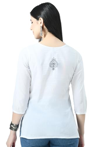 Image of QAZMI Women's Cotton Straight Embroidered Kurti