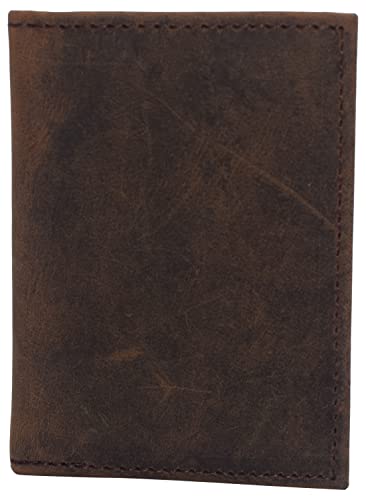 MARSHAL Slim Thin Genuine Leather 2 ID Window Mini Wallet Holder Bifold Driver's License Safe (Cazoro Brown)2