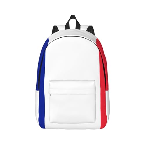 LJABCVNN Mochila de lona con estampado de bandera francesa para el trabajo, ligera, con compartimento para laptop, correas ajustables, Negro, S