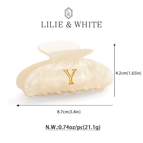 Image of LILIE&WHITE Acrylic Letter Hair Clips For Women Stylish Y Initial Hair Claw Alphabet Hair Clip Fashion Glitter Monogram Claw Clip Elegant And Durable Hair Accessory Large Hair Clips Y