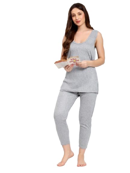 Snug Fit Thermal Wear Set for Women for Winter or Thermals for Women or Thermal Inner Wear or Body Warmer Set for Women (Grey)-image-5
