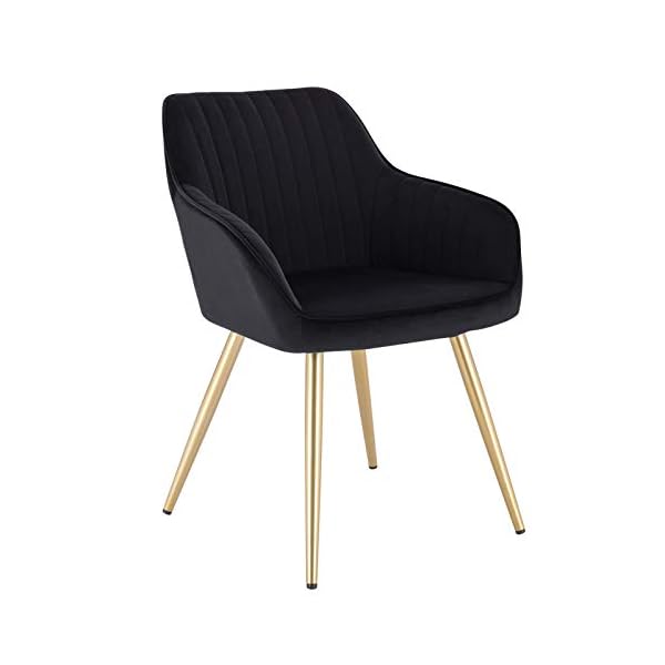 Lestarain Upholstered Dining Chairs, 1 Piece Armchair Kitchen Chair Velvet Seat Gold Metal Legs Reception Chairs with Backrest Soft Cushion