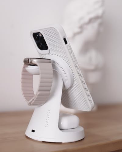 Image of Wireless Charger,3 in 1 Charging Station,15W Phone Charger Stand | Compatible with Mag-Safe Charger for iPhone 17 /16 /15 /14 /13 /12 Series, Apple Watch, AirPods (Adapter Included)