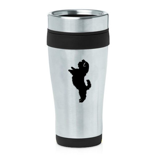 16oz Insulated Stainless Steel Travel Mug Shih Tzu Standing (Black)