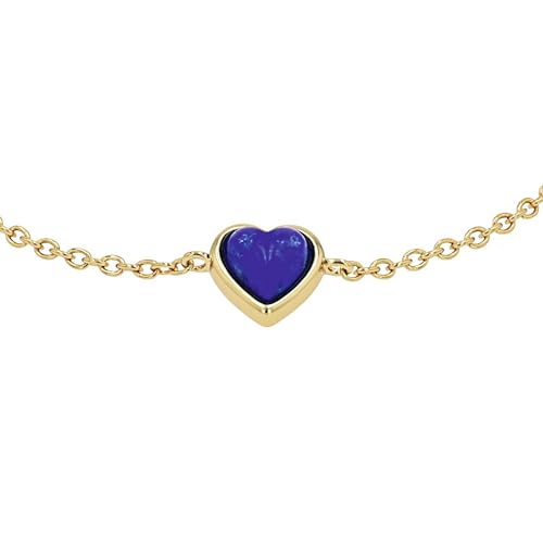 Bracelet femme argent 925 doré AMOR AMR-B0011 avec lapis-lazuli et pendentif cœur - 5
