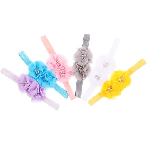 GETAJGHSD 6Pcs Hair Bands Soft Headbands for Boy Girl Elastic Hair Accessories with Floral Chiffon Design Comfortable Fit for All Hairstyles Suitable for Newborns