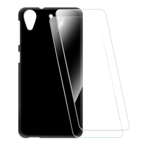 ESCAMOT Bedruckte Hülle + 2 Glas Schutzfolie Kompatibel mit HTC Desire 626G+, Stoßfeste Weiche Cover & HD Klare Tempered Glass Folie (Schwarz)