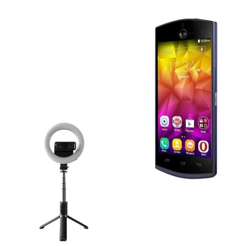 BoxWave Stand and Mount Compatible with BLU Selfie - RingLight SelfiePod, Selfie Stick Extendable Arm with Ring Light - Jet Black