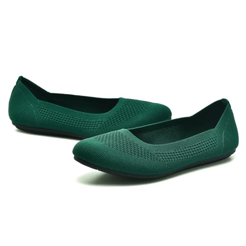 Image of poemlady Women's Ballet Flat Shoes Dress Shoes Knit Round Toe Slip On Ballerina Walking Flats Shoes for Woman Low Wedge Casual