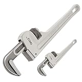 QNCZ Pipe Wrench Set, Professional Aluminum Pipe Wrench 14” & 8”, Heavy Duty Plumbers Wrench for Plumbers, Pipe, Home, Auto Repair