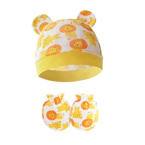 Soft Breathable Baby Hat and Mittens Set for Newborns Cotton Comfortable Fetal Caps Gentle Protections for 0-6 Months
