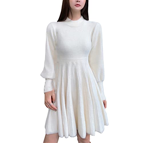 Robe pull en tricot chaude pour femme blanche pour ne plus sacrifier le style en hiver