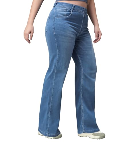 Image of Miss Chase A+ Women's Wide Leg High Rise Regular Length Stretchable Denim Jeans
