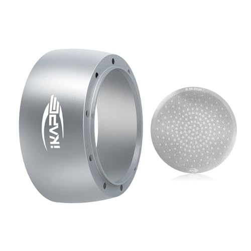 IKAPE Dosing Funnel Set Silver, 58mm Espresso Dosing Ring &amp; Puck Screen Kit Compatible with 58 mm Bottomless Portafilter