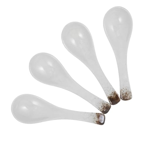 4Pcs Vintage Ceramic Spoon Set Elegant Tableware for Soups Desserts and Rice Retro Style Asian Serving Spoons for Daily Use Entertaining Guests
