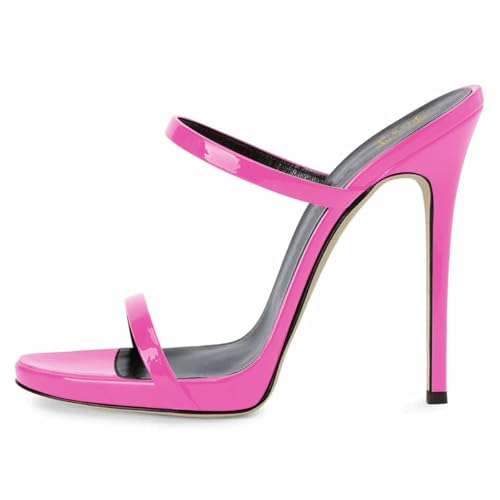 FOWT Women Sexy Open Toe Thin High Heel Two Straps Mules Slip on Slingback Party Prom Evening Dance Shoes Size 4-16 US2