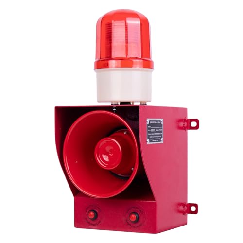 Y DIANS Outdoor Alarm Siren 130dB Adjustable Volume and Tone Waterproof Security Dry Contact Triggered Alarm for Sensor, Motion Detector, Entry Access Control, Relay or Control Panel AC220V