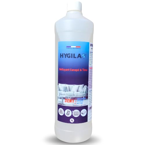 Hygilas Nettoyant Canapé & Tissu, Professionnel 1L - Concentré à Diluer - Compatible Injection/Extraction & Shampouineuse - Matelas, Tapis, Moquette