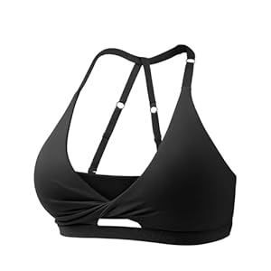VOYJOY Workout Sports Bras for Women Padded Backless Strappy Fitness Wireless Gym Medium Impact Bra Yoga Crop Top