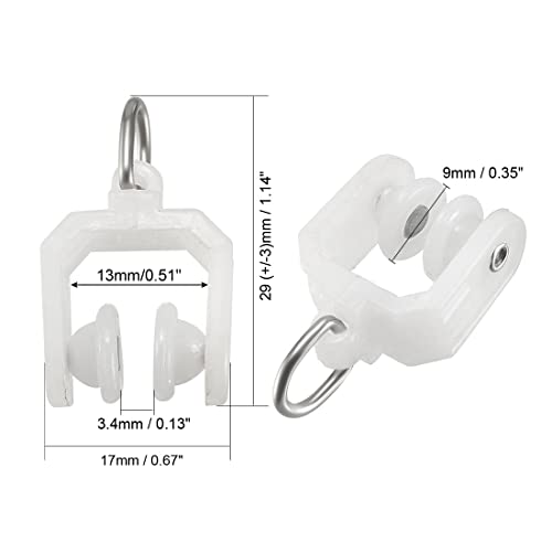 Sourcingmap Curtain Track Plastic Twin Wheeled Carriers Drapery Rail Sliding Glider for Window Shower Curtain Tracks 9mm Dia 30 Pcs
